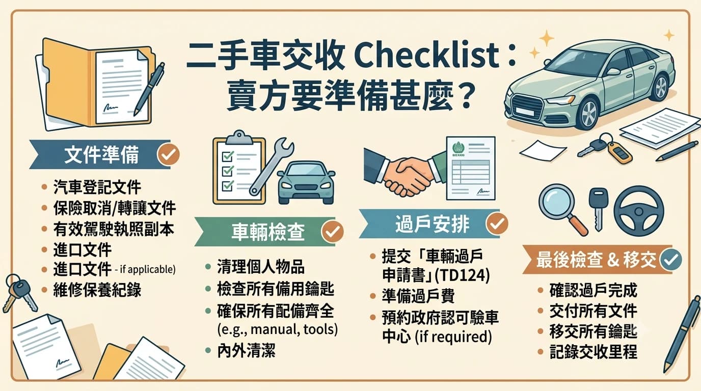 二手車交收 Checklist：賣方要準備甚麼？