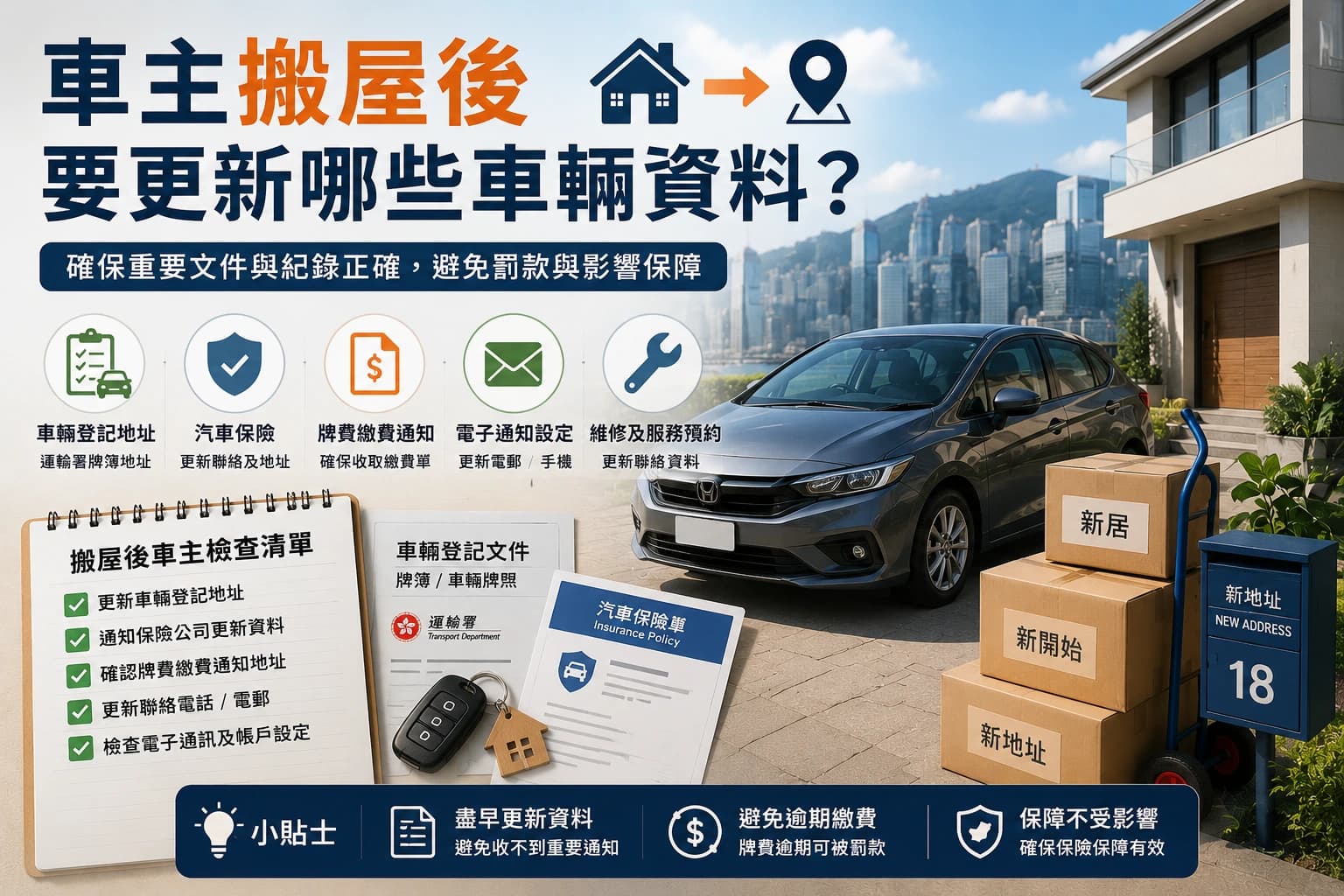 車主搬屋後要更新哪些車輛資料？