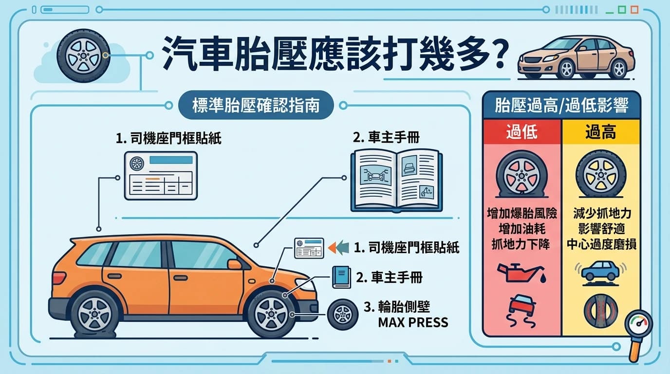 汽車胎壓應該打幾多？
