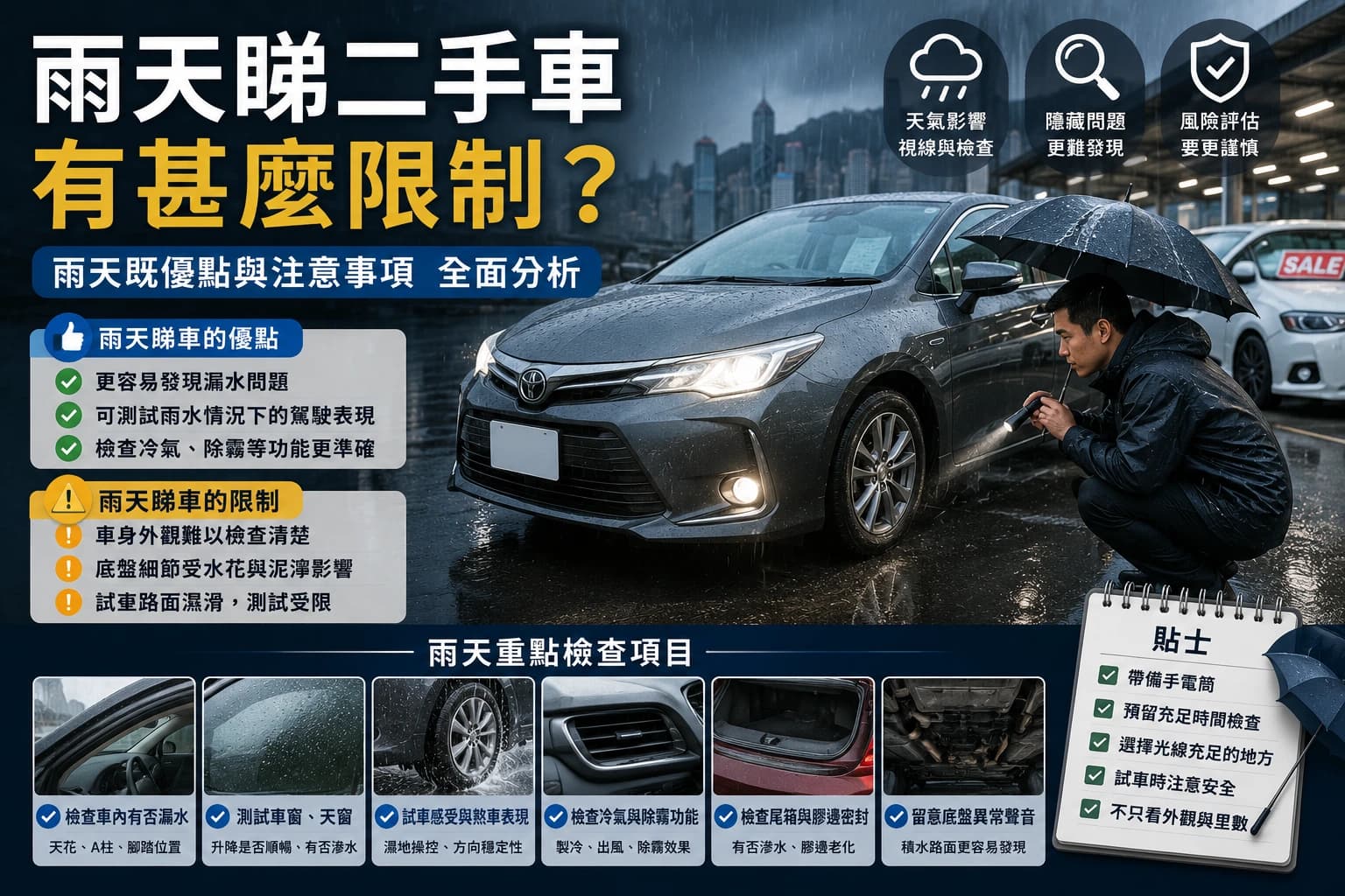 雨天睇二手車有甚麼限制?