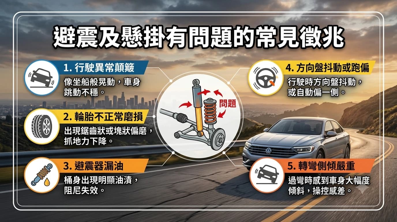 避震及懸掛有問題的常見徵兆